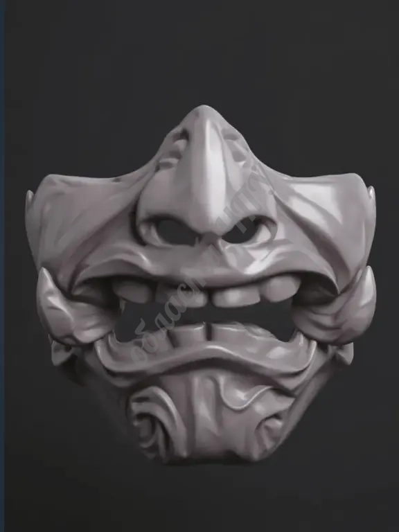 Заготовка 3D модель маска самурая с клыками