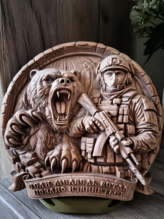 Заготовка панно Русский боец и медведь