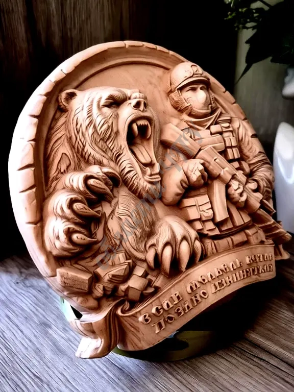 Заготовка панно Русский боец и медведь